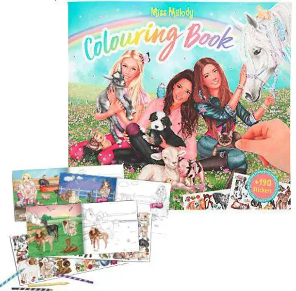 Aktivitetsbok Colouring Book + 190 Stickers Miss Melody